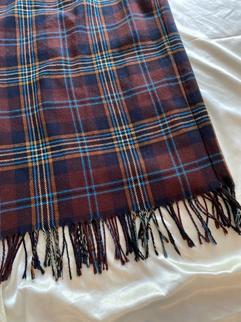 Vintage 1990s Plaid Tartan Fringe Skirt Academia Preppy Size 22W Plus Fall